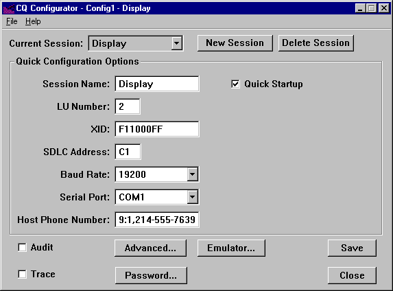 CQ Configurator Screen