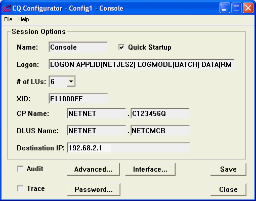CQ Configurator Screen