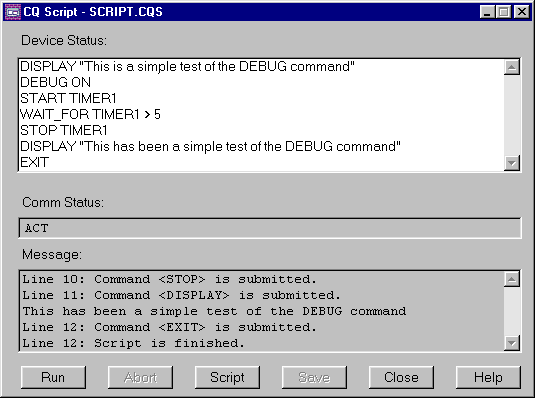 CQ Script Screen