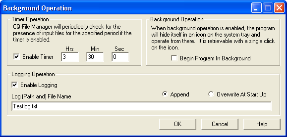 Background Operation Screen