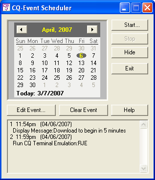 CQ-Event Scheduler Screen
