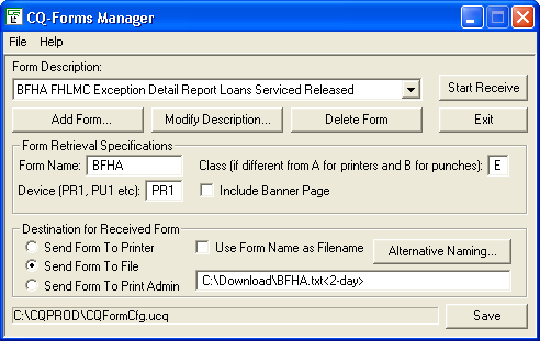 CQ-Forms Manager Screen