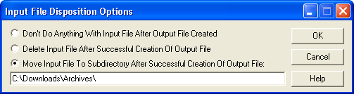 Input File Disposition Options Screen