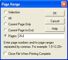 Page Range Screen